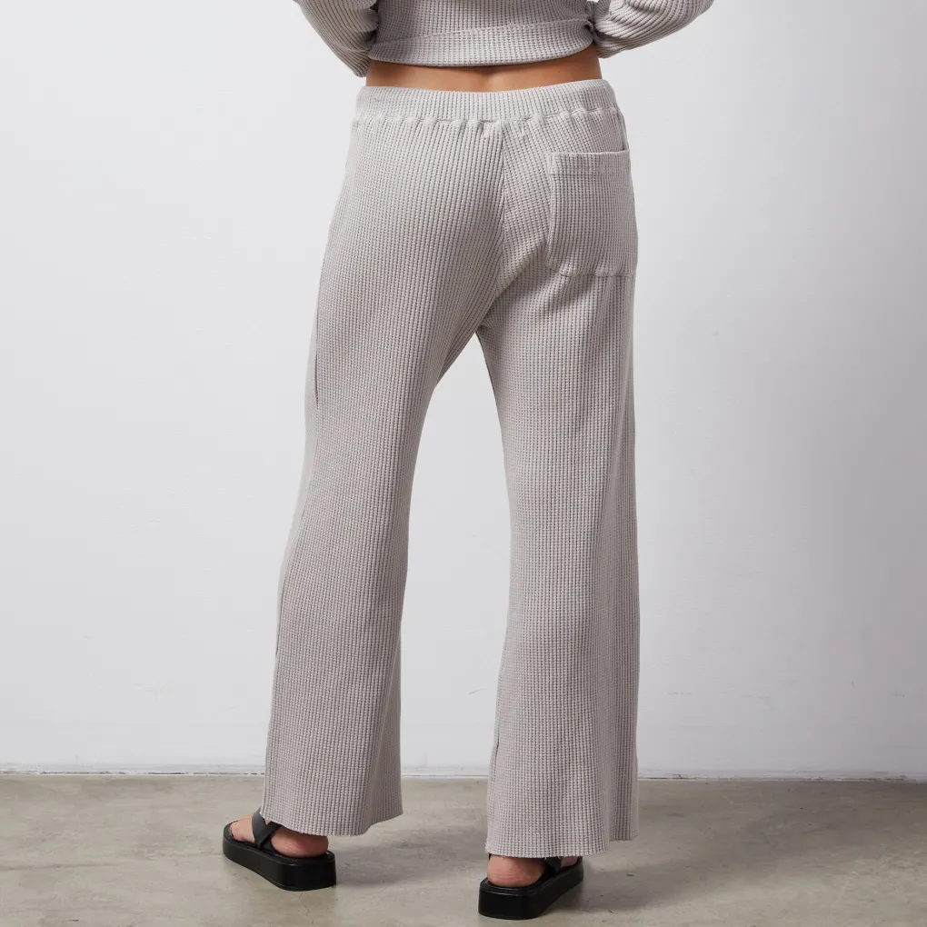 Sweats*MONROW Waffle Crop Lounge Sweat STONEGREY