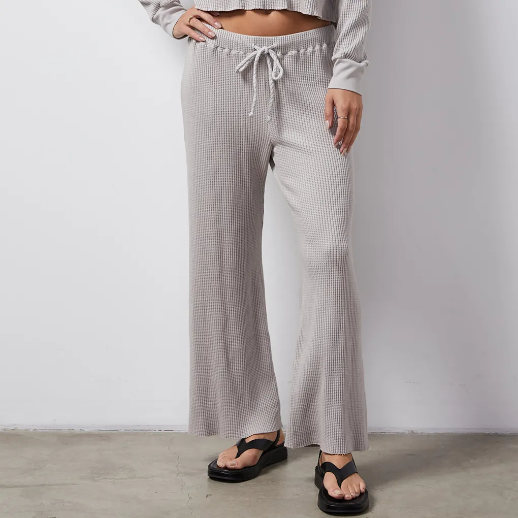 Sweats*MONROW Waffle Crop Lounge Sweat STONEGREY