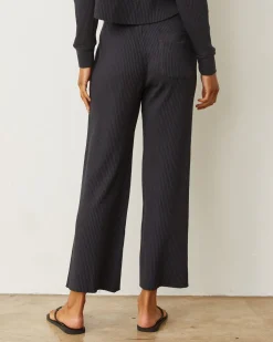 Pants*MONROW Waffle Crop Lounge Sweat FADEDBLACK