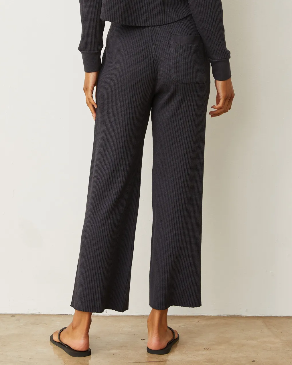 Pants*MONROW Waffle Crop Lounge Sweat FADEDBLACK
