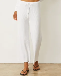 Pants*MONROW Waffle Crop Lounge Sweat WHITE