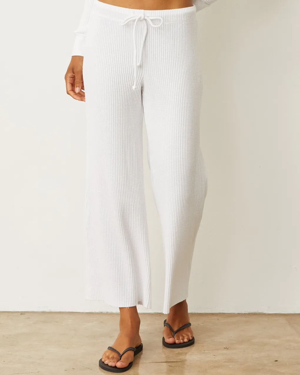 Pants*MONROW Waffle Crop Lounge Sweat WHITE