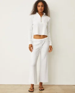 Pants*MONROW Waffle Crop Lounge Sweat WHITE