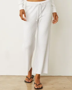 Pants*MONROW Waffle Crop Lounge Sweat WHITE