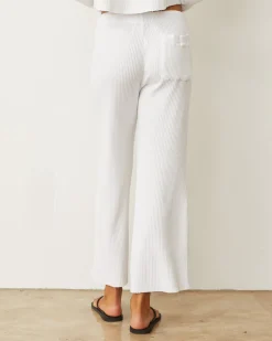 Pants*MONROW Waffle Crop Lounge Sweat WHITE