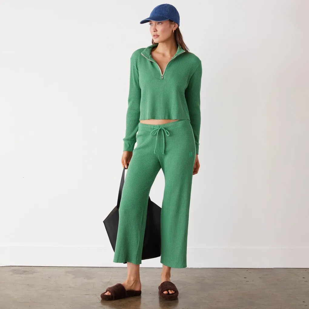Sweatshirts*MONROW Waffle Half Zip Sweatshirt GREENAPPLE
