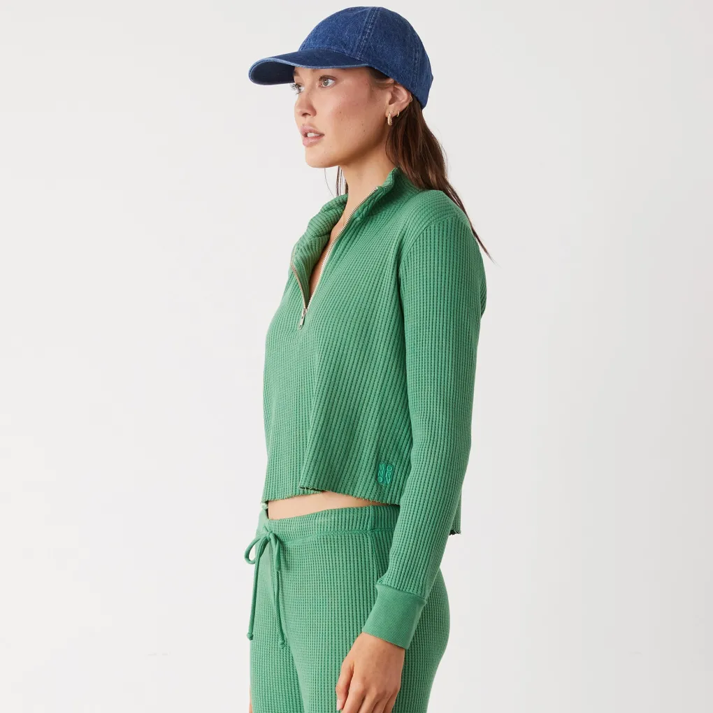Sweatshirts*MONROW Waffle Half Zip Sweatshirt GREENAPPLE