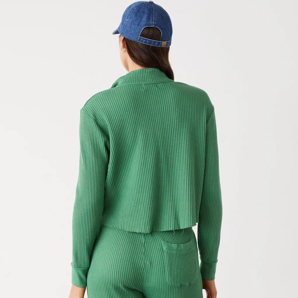 Sweatshirts*MONROW Waffle Half Zip Sweatshirt GREENAPPLE