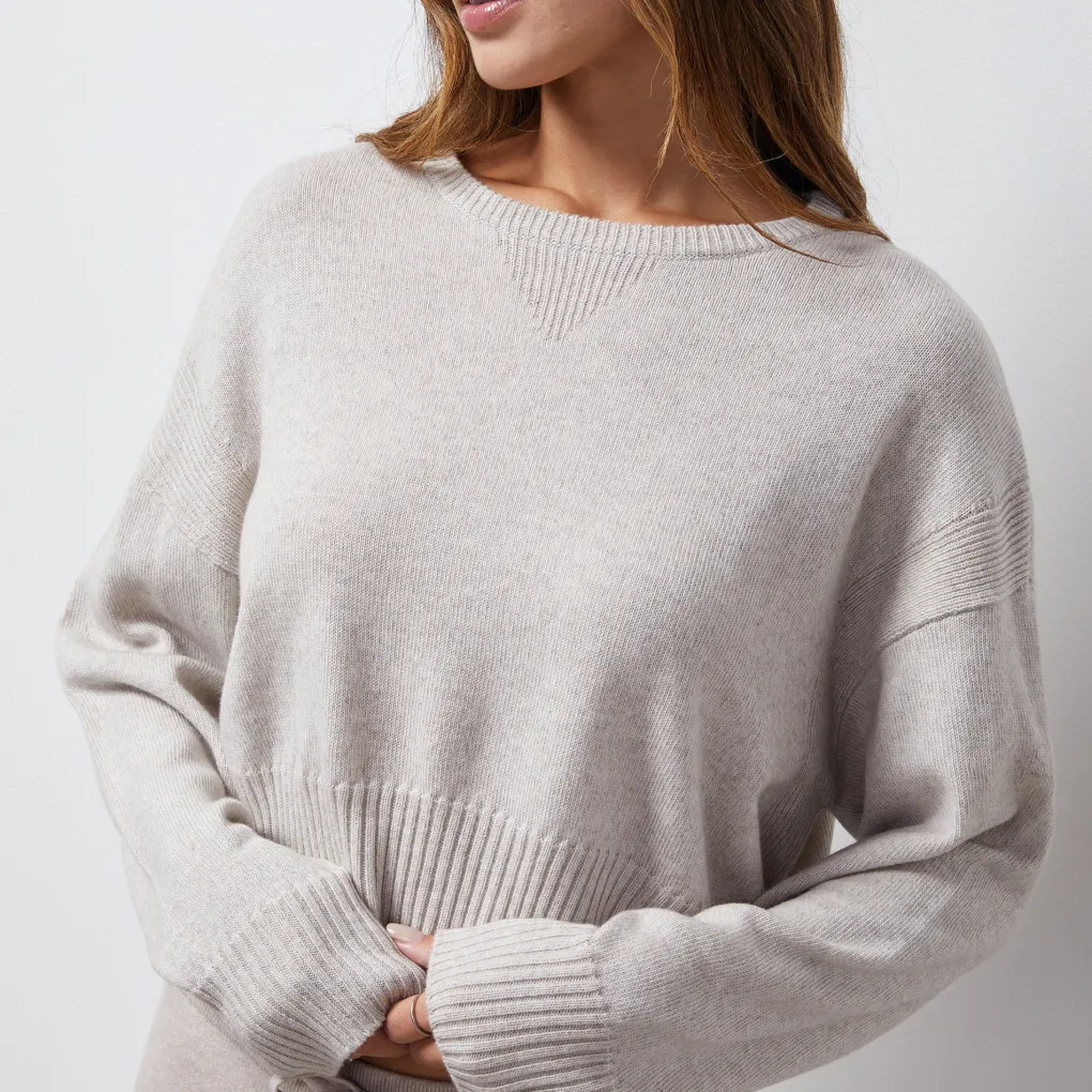 Sweaters*MONROW Wool Cashmere Crew Neck Sweater OATMEAL
