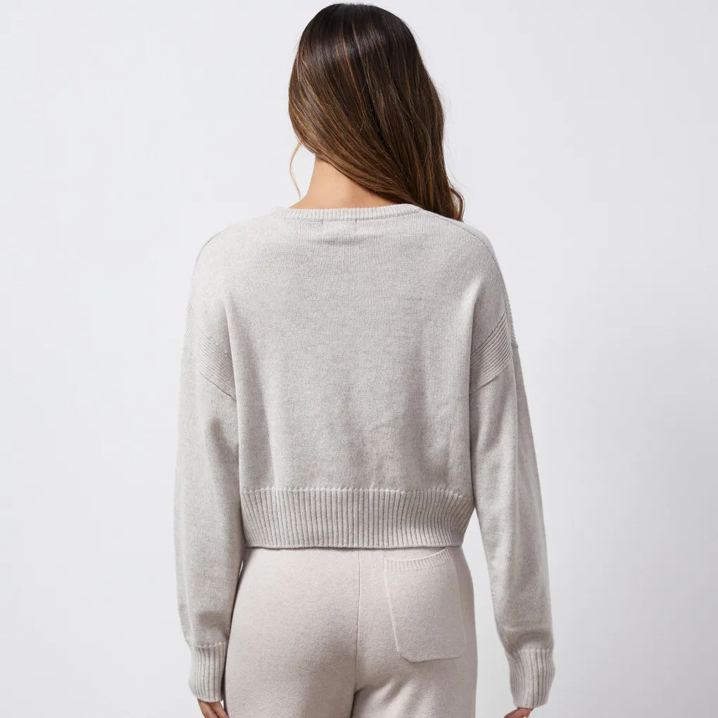 Sweaters*MONROW Wool Cashmere Crew Neck Sweater OATMEAL
