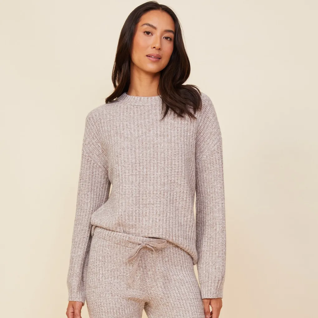 Sweaters*MONROW Wool Cashmere Space Dye Sweater OATMEAL