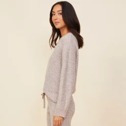 Sweaters*MONROW Wool Cashmere Space Dye Sweater OATMEAL