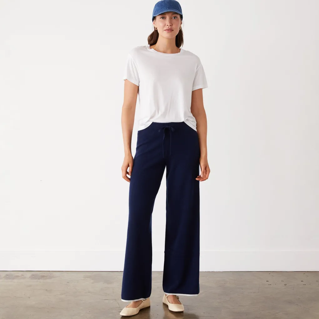 Sweats*MONROW Wool Cashmere Wide Leg Sweat NAVY