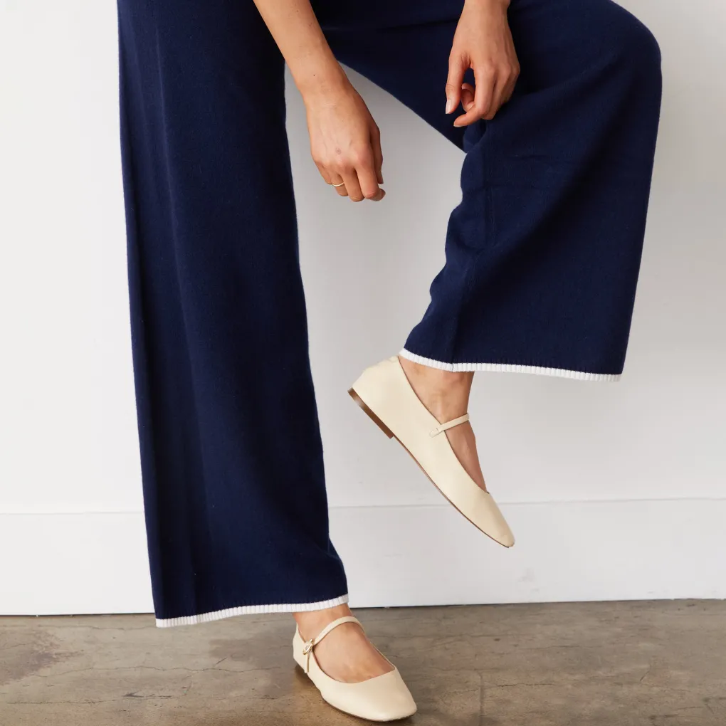Sweats*MONROW Wool Cashmere Wide Leg Sweat NAVY